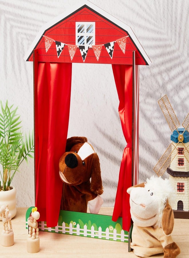 Yuntau Wooden Tabletop Puppet Theater with Curtains, Puppet Show Stage, Imaginative Play Theatre, Inspires Imagination and Creativity, 17.7 x 5.9 x 22.1 Inches(Farm) - Image 5